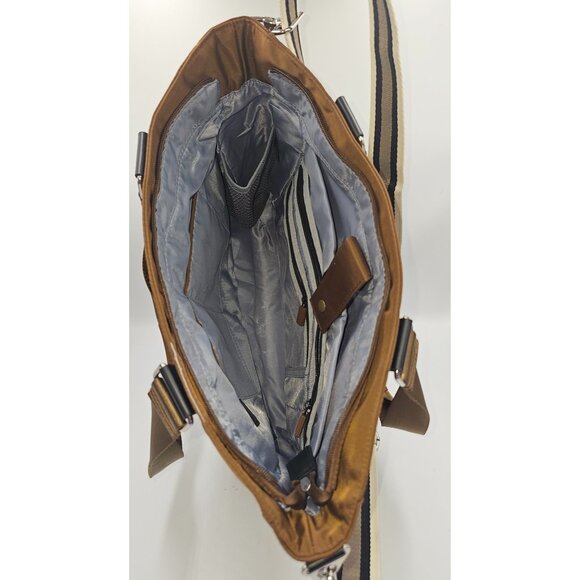 Ihkwip Women's Brown Nylon Cargo Catchall Tote With Two Crossbody Straps 2922 - Picture 11 of 13